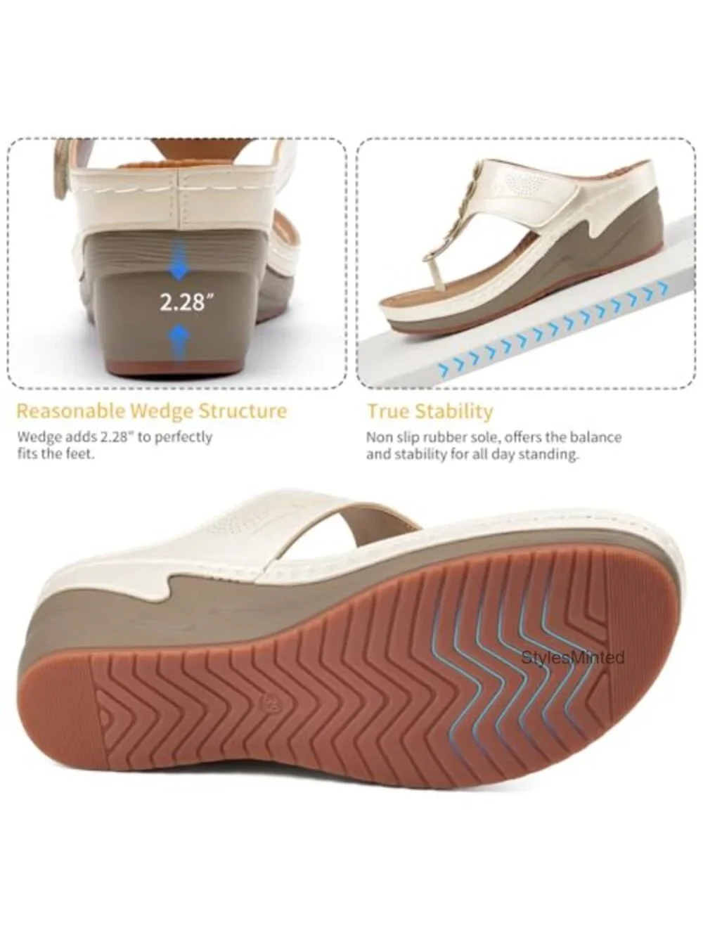Floral Platform Wedge Sandals Cushioned Footbed Slip-On Summer